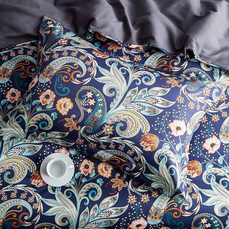 Amazon.com: Gusuhome 7 Piece Paisley Flower Comforter Bed in